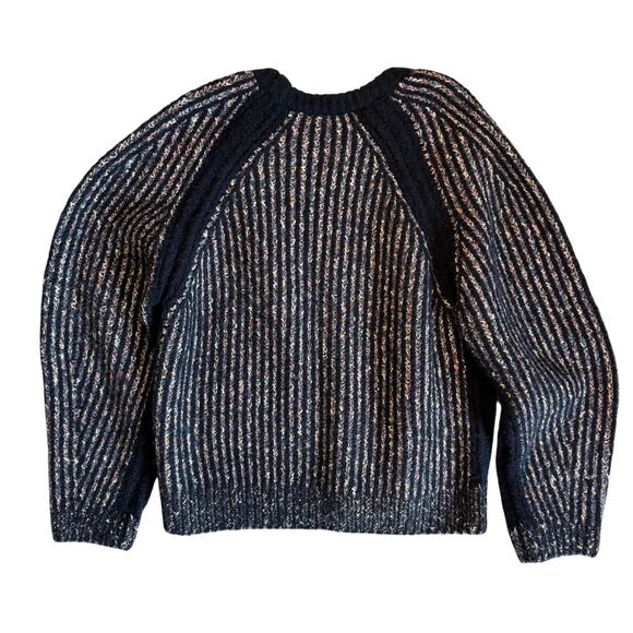 J. Crew Space-dyed Crewneck Chunky Sweater Women's Medium Blue - Picture 2 of 7